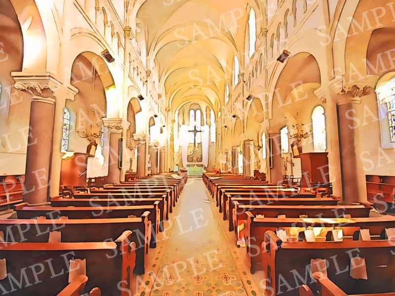 背景イラスト素材【教会①】