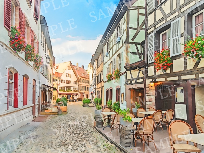 背景イラスト素材【外国の街並み③】