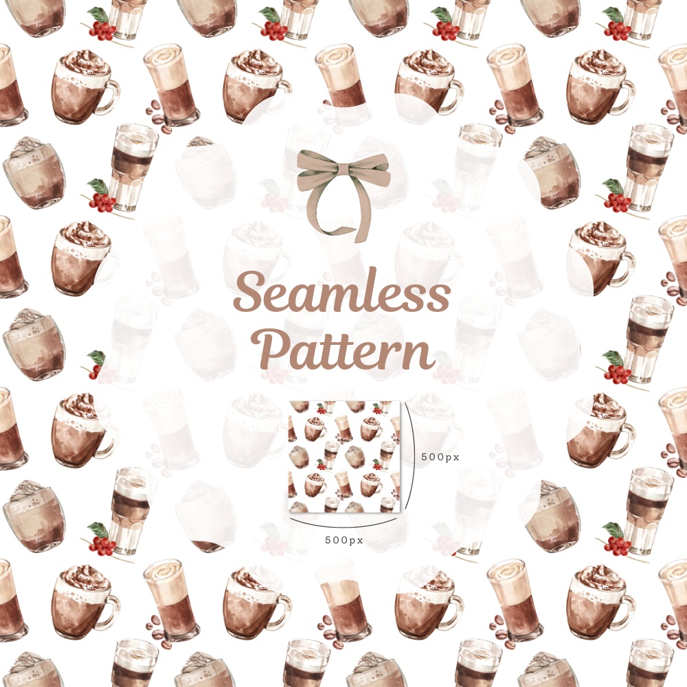 シームレスパターン素材 10枚【カフェ①】