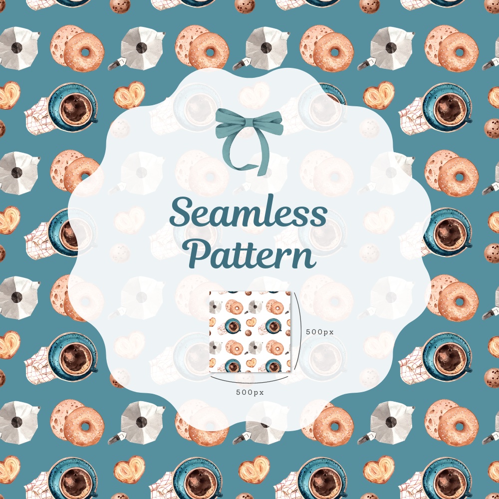 シームレスパターン素材 10枚【カフェ①】