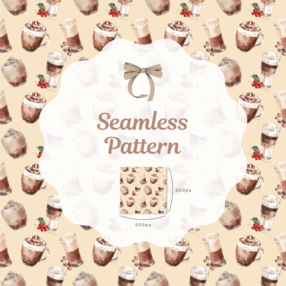 シームレスパターン素材 10枚【カフェ①】