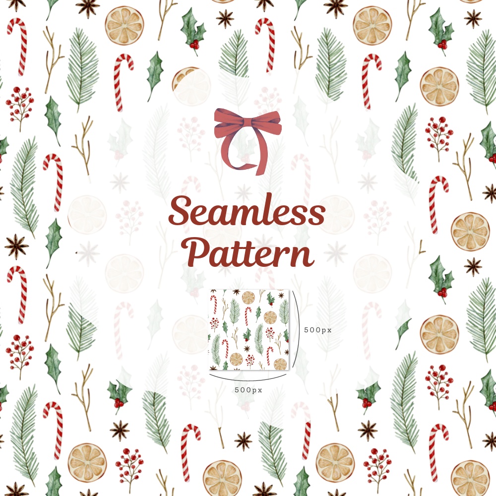 シームレスパターン素材 10枚【クリスマス①】