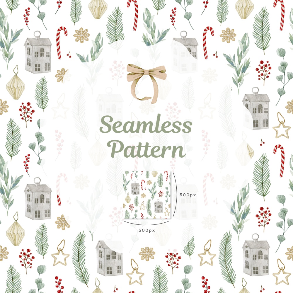 シームレスパターン素材 10枚【クリスマス①】