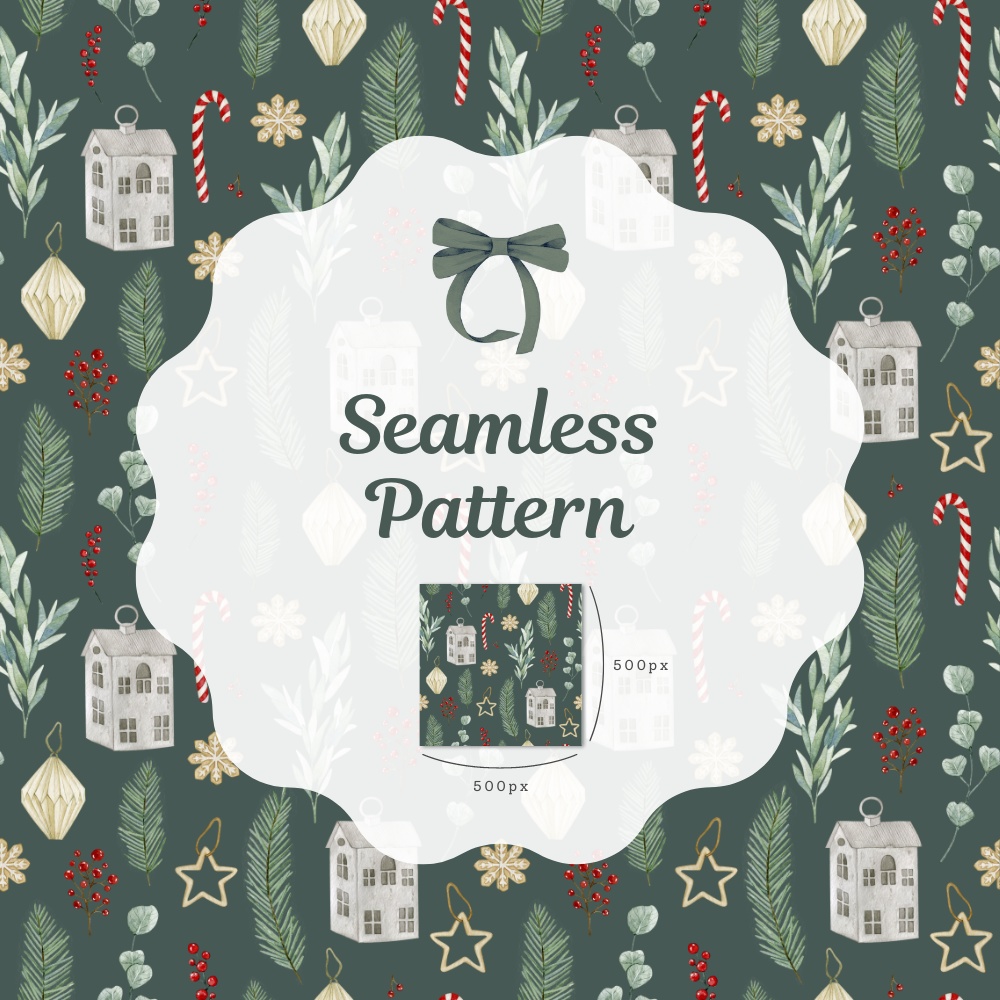 シームレスパターン素材 10枚【クリスマス①】