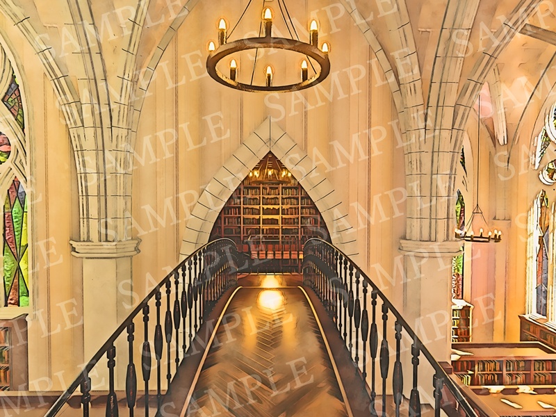 背景イラスト素材【図書館②】