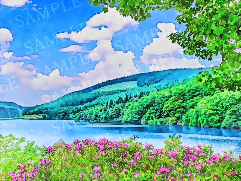 背景イラスト素材【湖①】