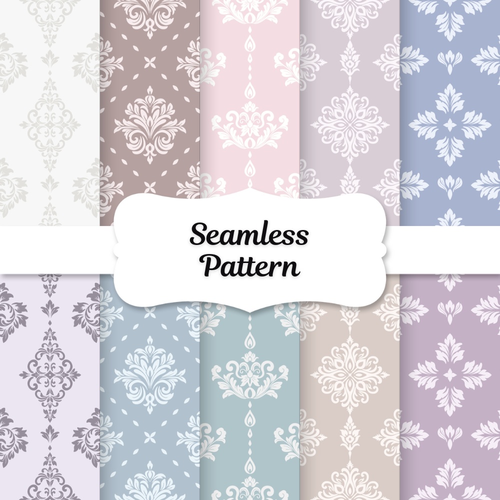 シームレスパターン素材 10枚【ダマスク・アラベスク①】