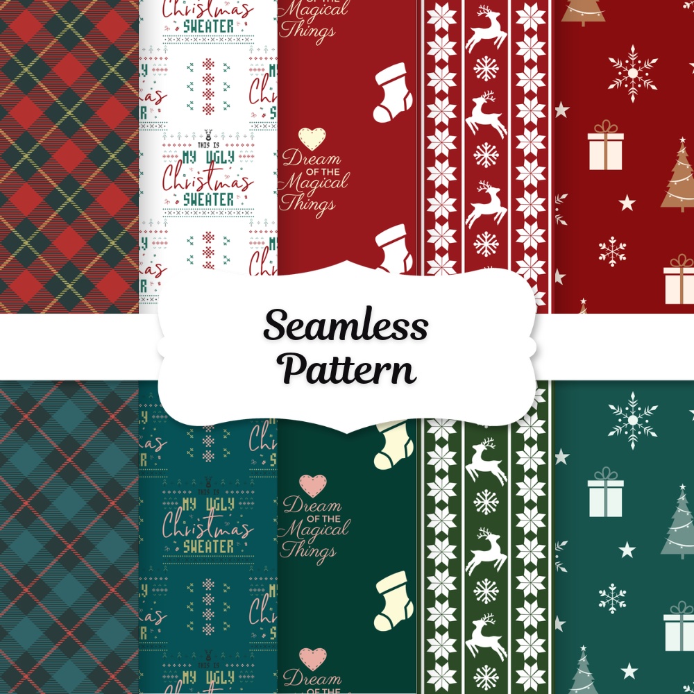 シームレスパターン素材 10枚【クリスマス③】