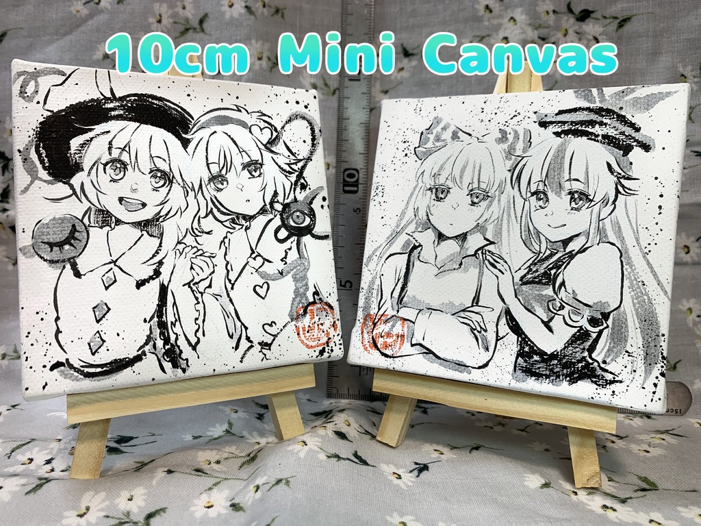 【2026年作】10cm 2人組 ミニキャンバス 手描き