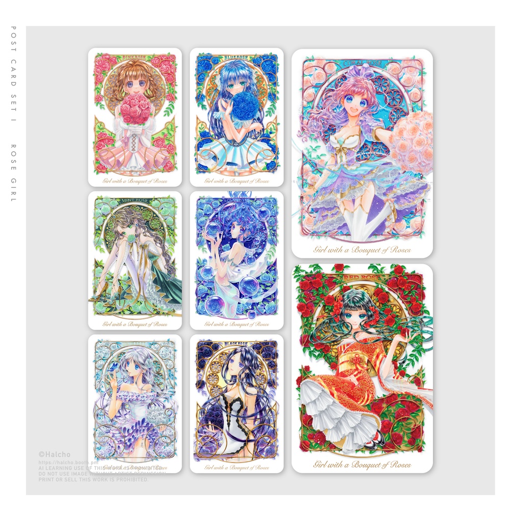 Postcard Set I - rose girl-