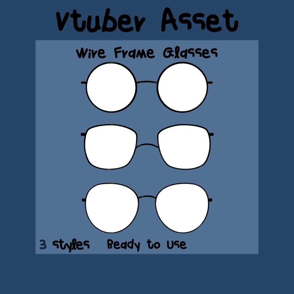 VTuber Asset | Luminous Wireframe Anime Glasses (6 Styles, Neon Glow)