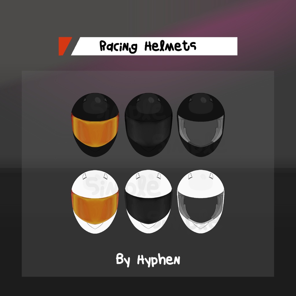 VTuber Asset | Racing Helmet Set – 5 Colors & 3 Faceplate Styles (PNG Pack)