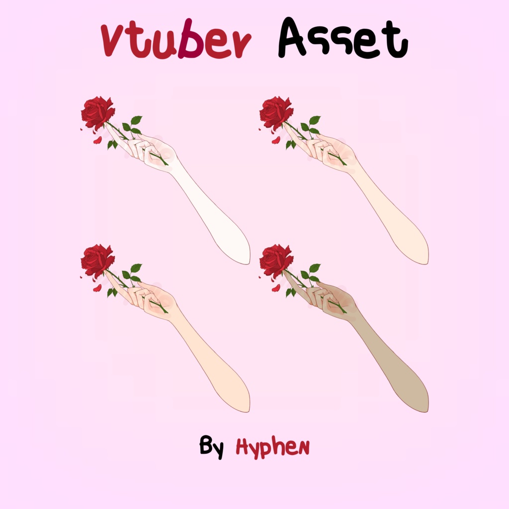 Hand Holding Rose Asset – Red & Black Rose PNG Set with Multiple Hand Skin Tones