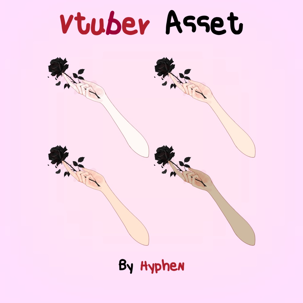 Hand Holding Rose Asset – Red & Black Rose PNG Set with Multiple Hand Skin Tones