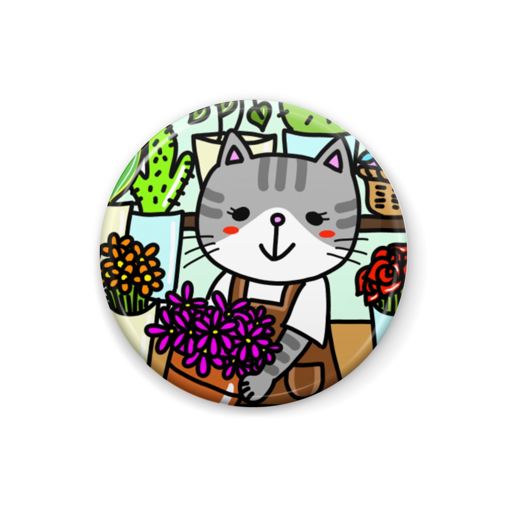 お花屋にゃんこバッジ