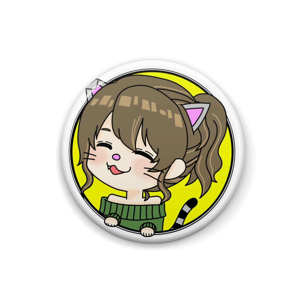 猫耳缶バッジ