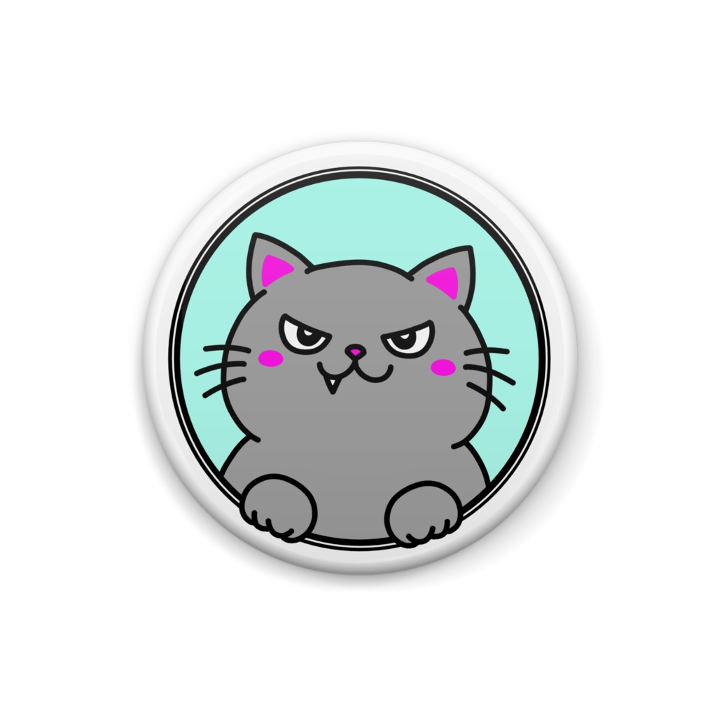 灰猫缶バッジ