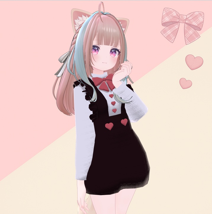 りぼんとハートのバレンタインワンピース【10色展開】