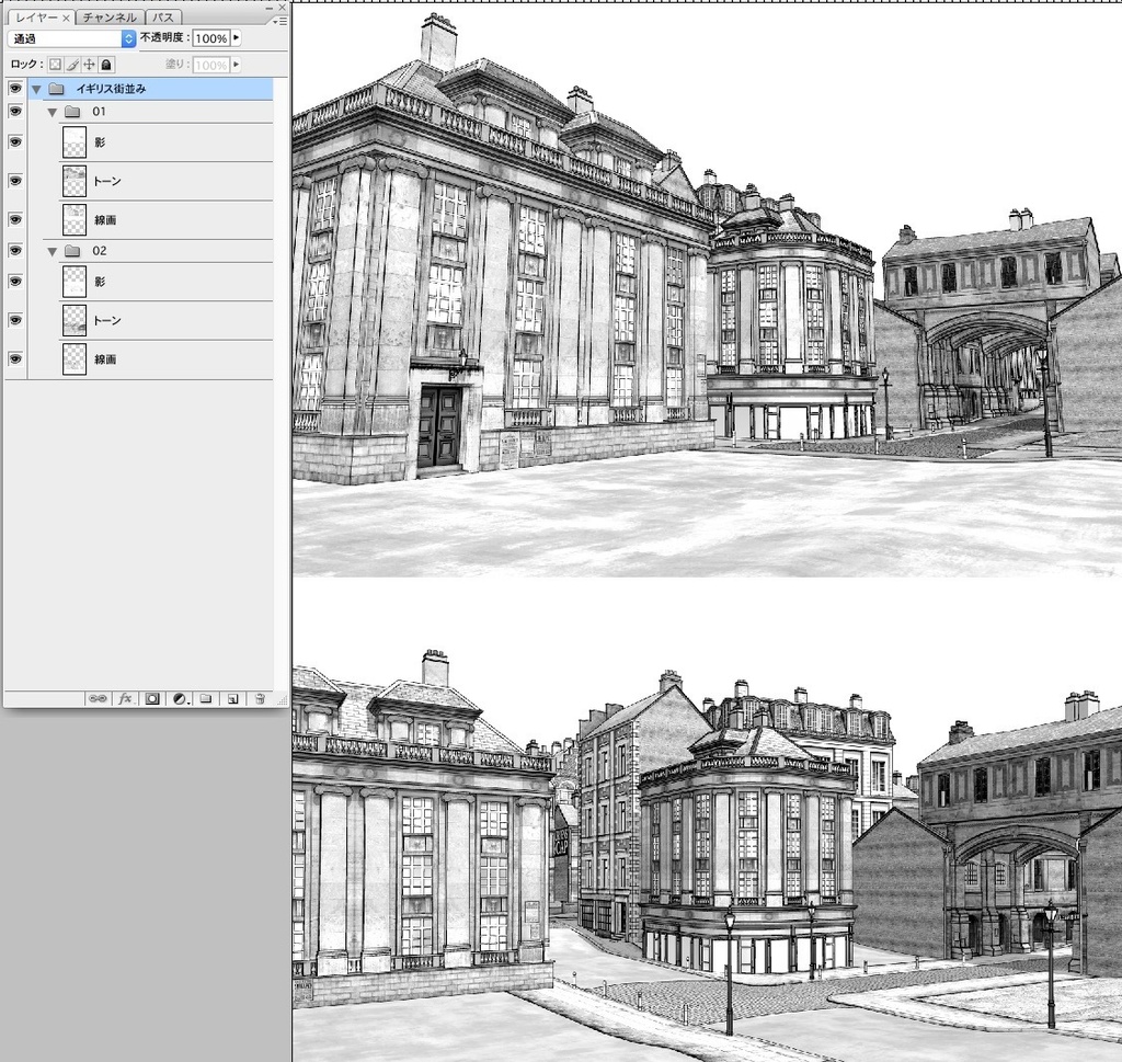 漫画背景 イギリス街並み04