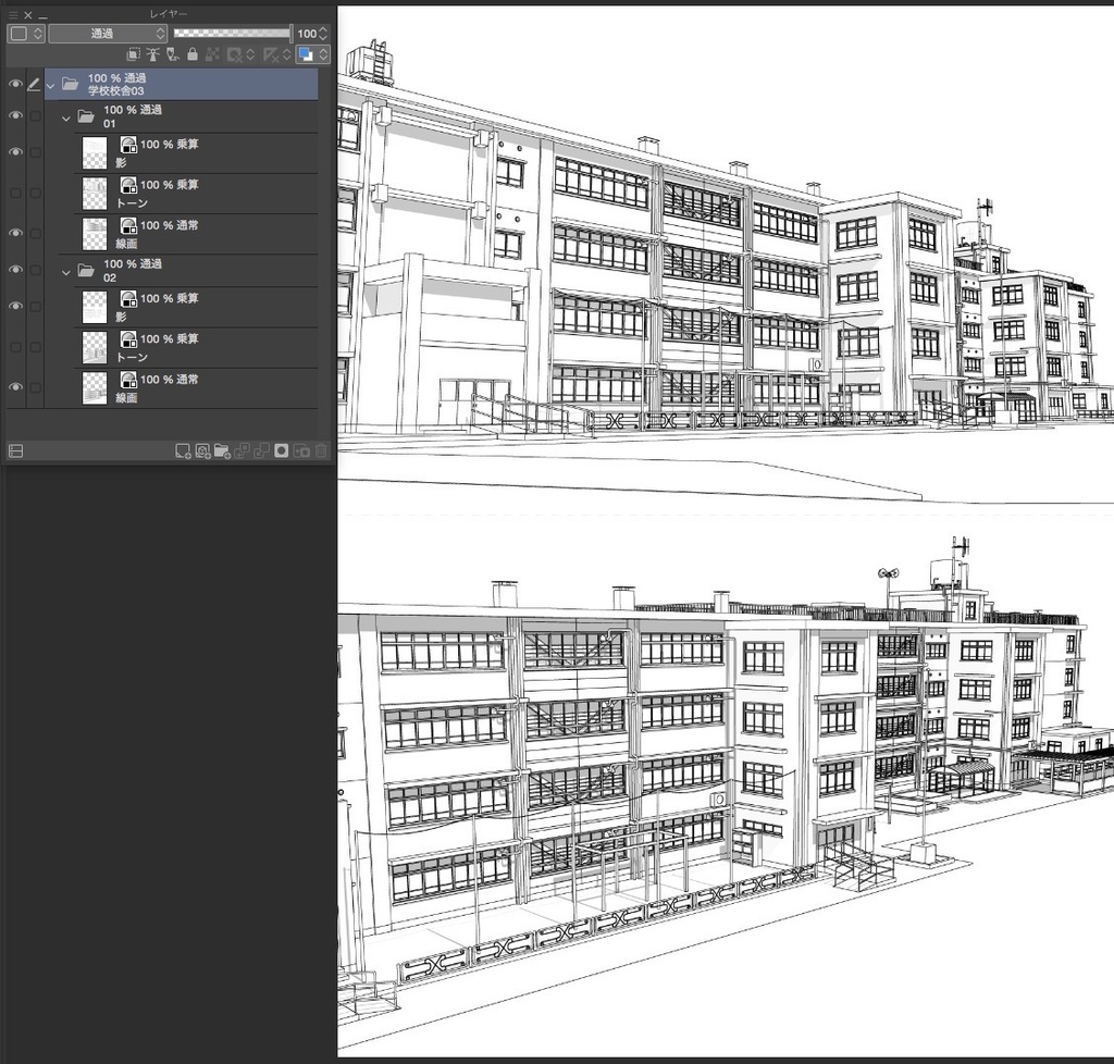 漫画背景 学校校舎03 Alumin2 Booth