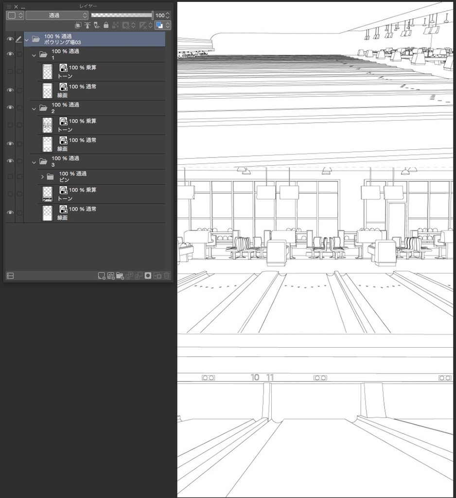 漫画背景 ボウリング場03 Alumin2 Booth