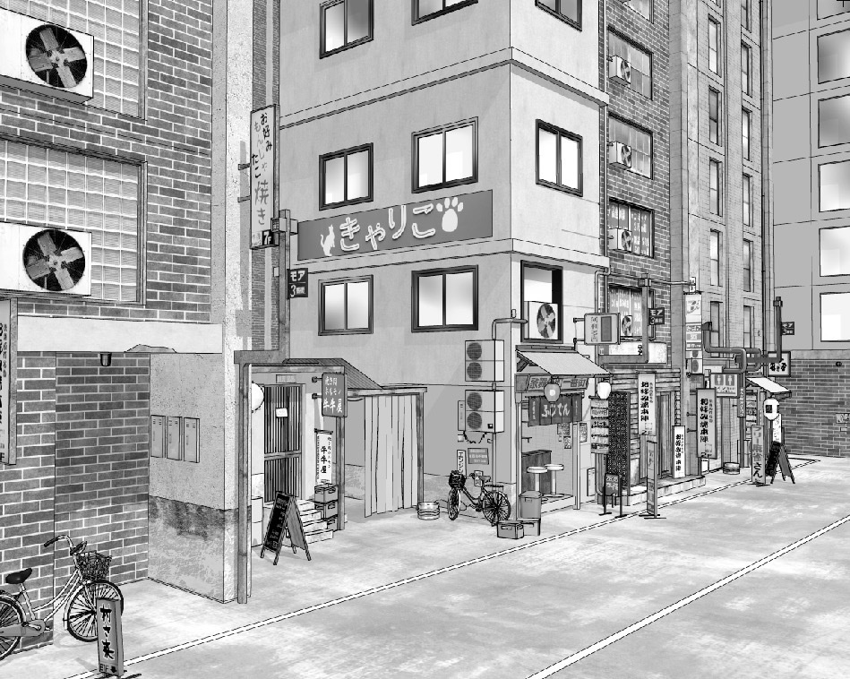 漫画背景　飲み屋街02
