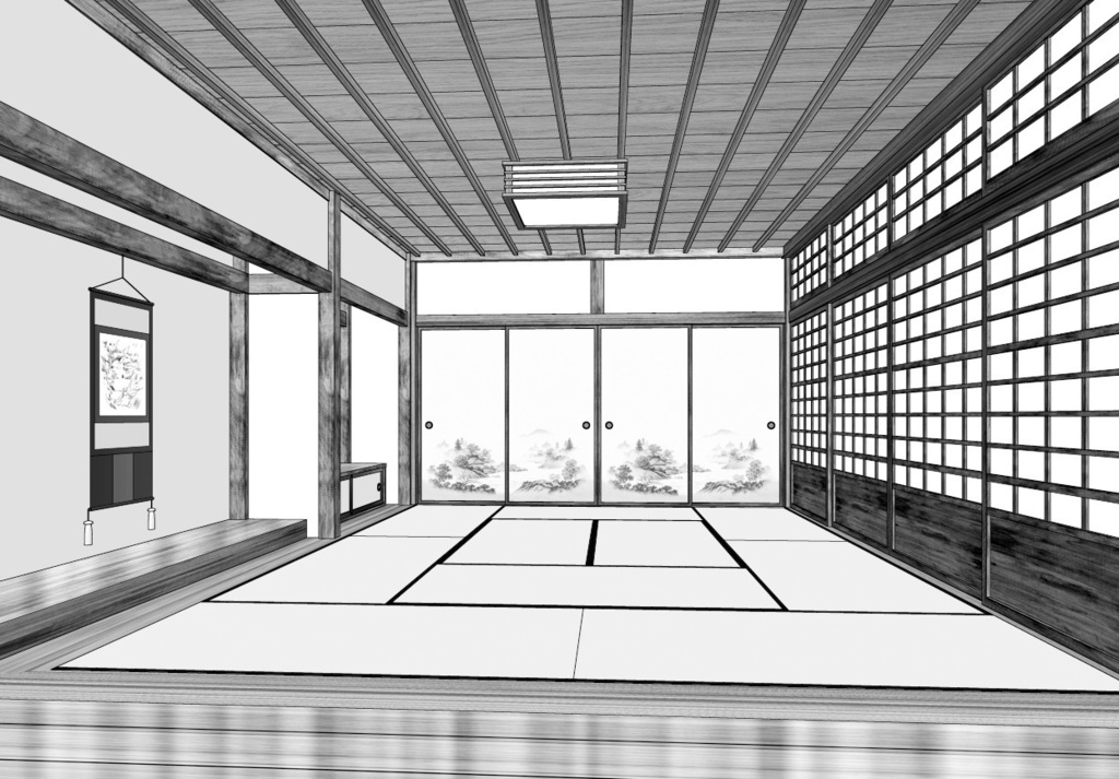 漫画背景　和風屋敷内観05