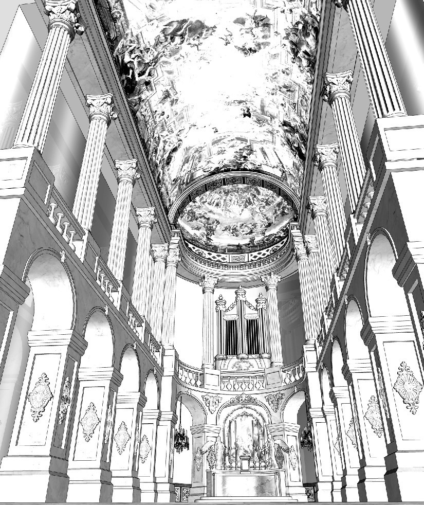 漫画背景　宮殿玄関01