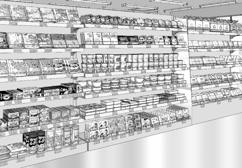 漫画背景　コンビニ内観11