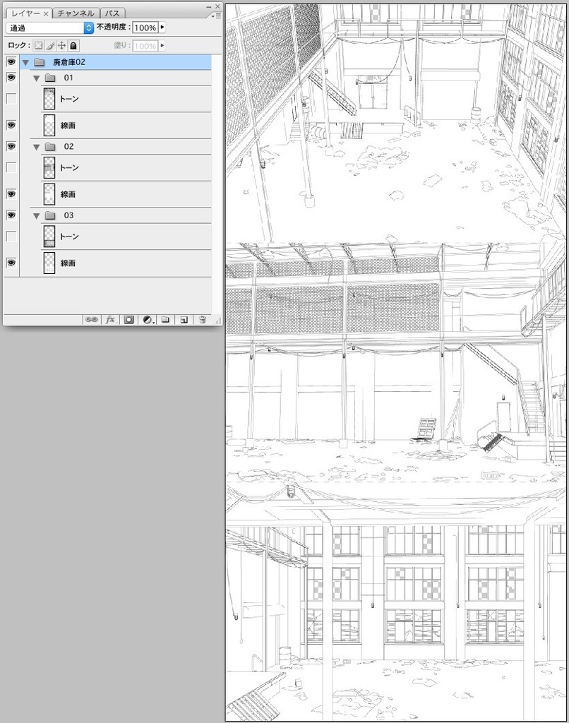 漫画背景 廃倉庫02 - alumin2 - BOOTH