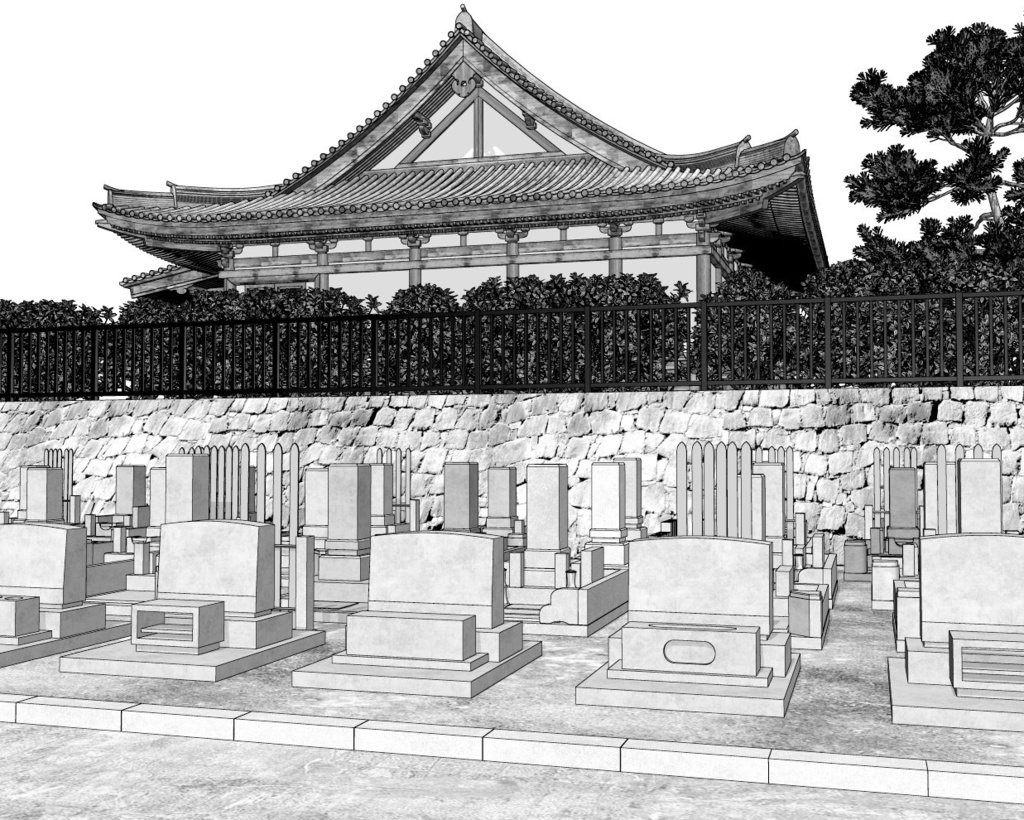 漫画背景　墓地02