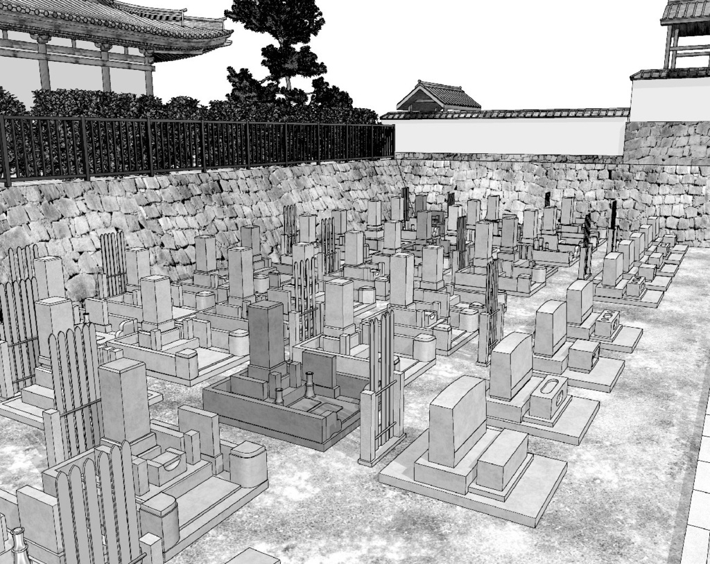漫画背景　墓地03