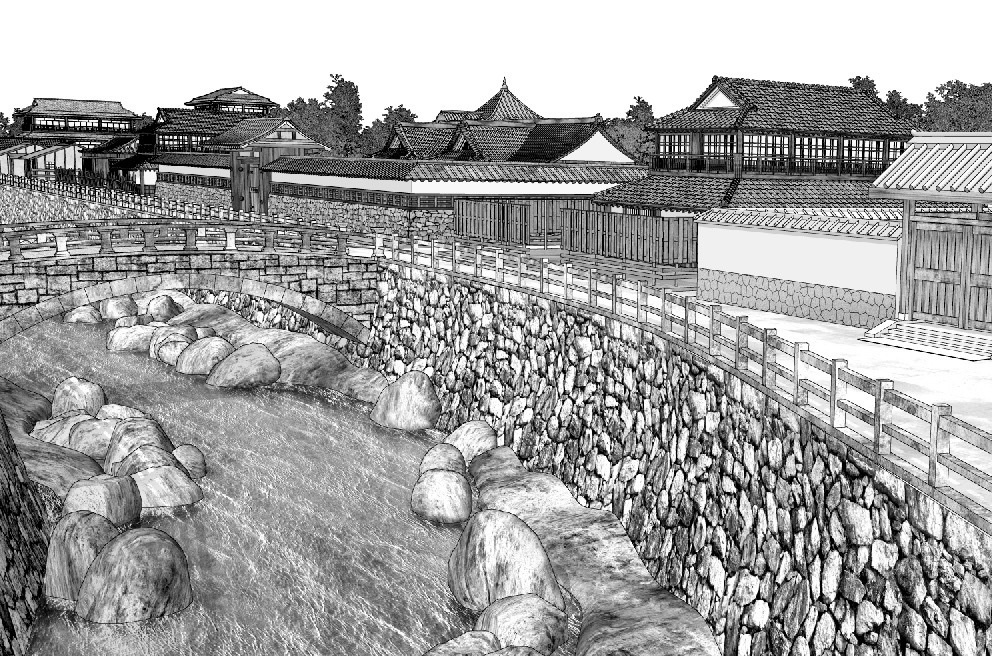漫画背景　古い街並み01