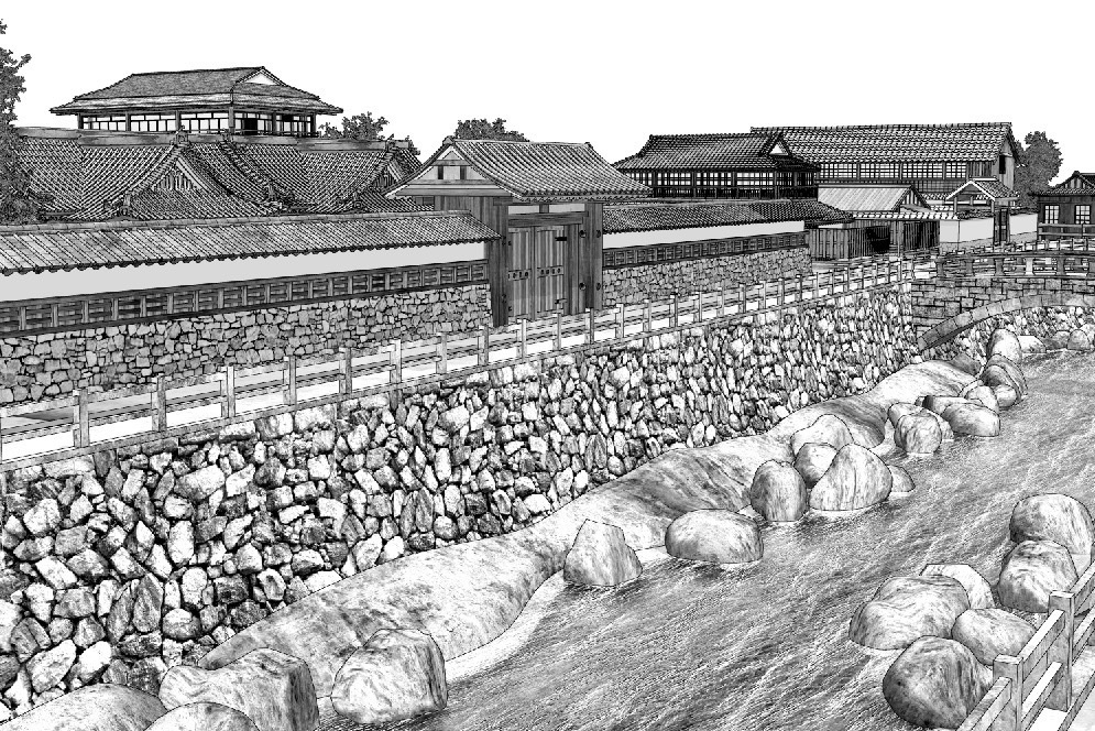 漫画背景　古い街並み02