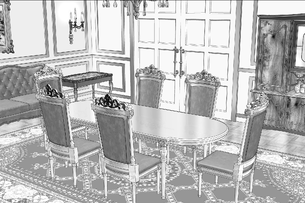 漫画背景　ダイニングルーム04