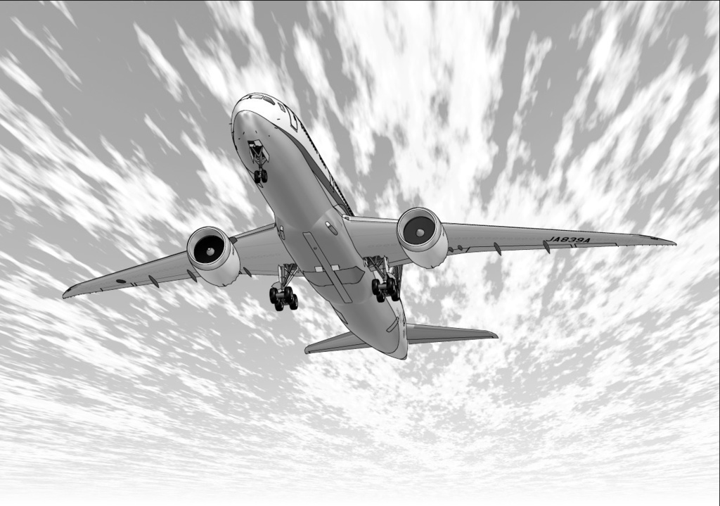 漫画背景　ジェット機飛行01