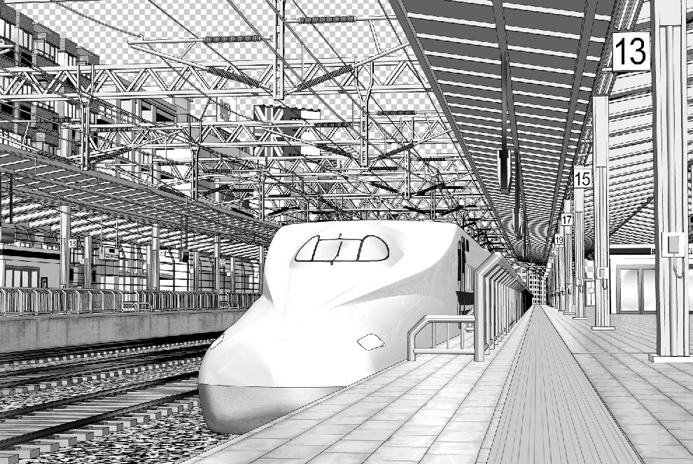 漫画背景　新幹線ホーム02