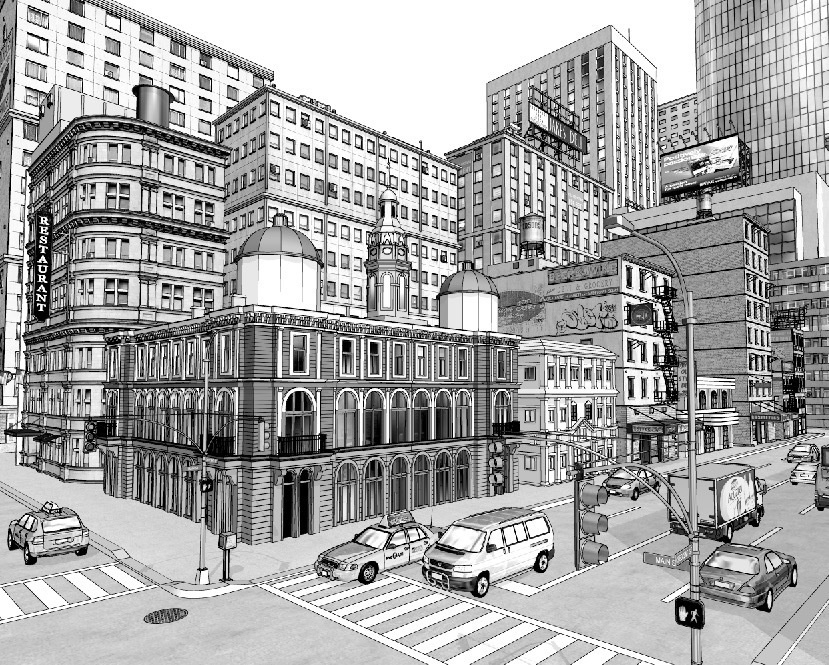 漫画背景　アメリカ街並み09