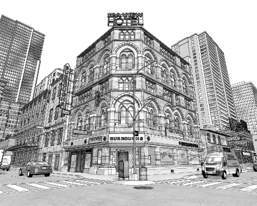 漫画背景　アメリカ街並み10