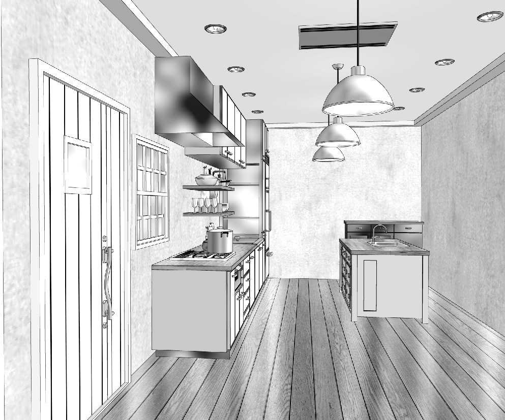 漫画背景　厨房02