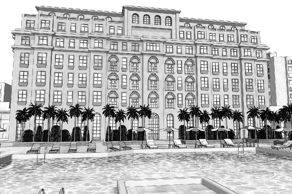 漫画背景　ホテルプール01