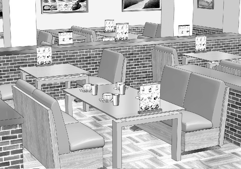 漫画背景　ファミレス店内03
