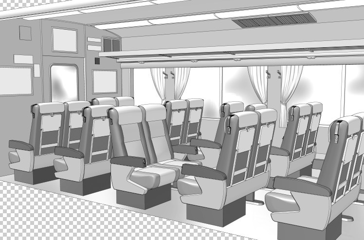 漫画背景　列車客席03