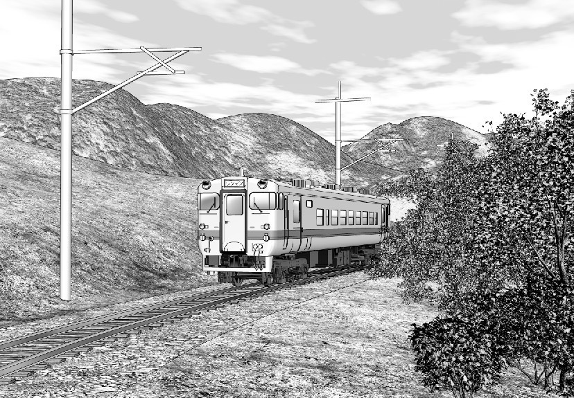 漫画背景　ローカル鉄道01