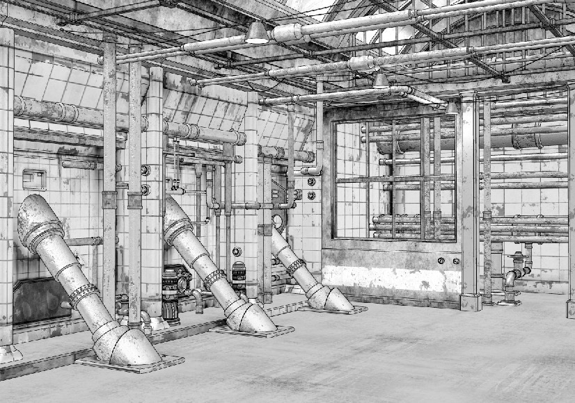 漫画背景　工場03
