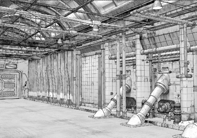漫画背景　工場04