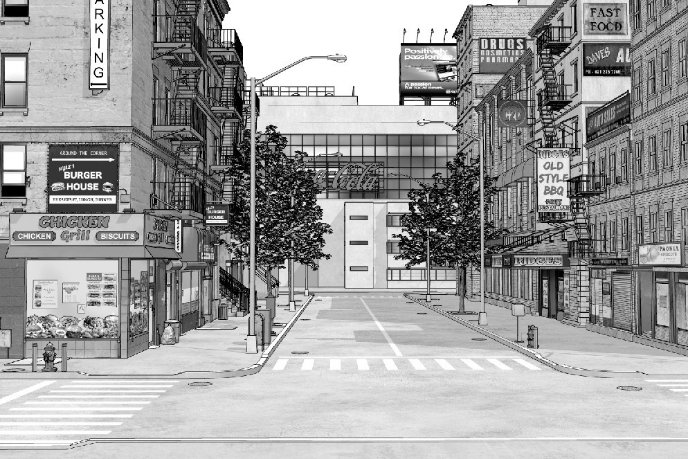 漫画背景　アメリカ街並み11
