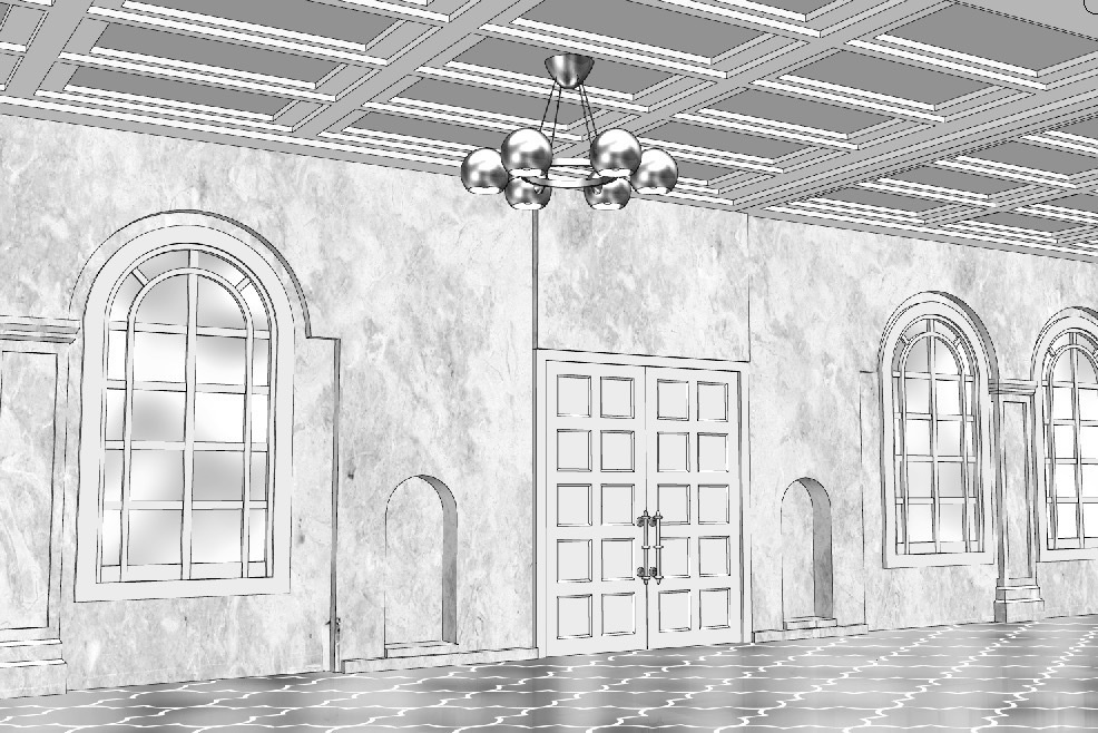漫画背景　学校廊下02