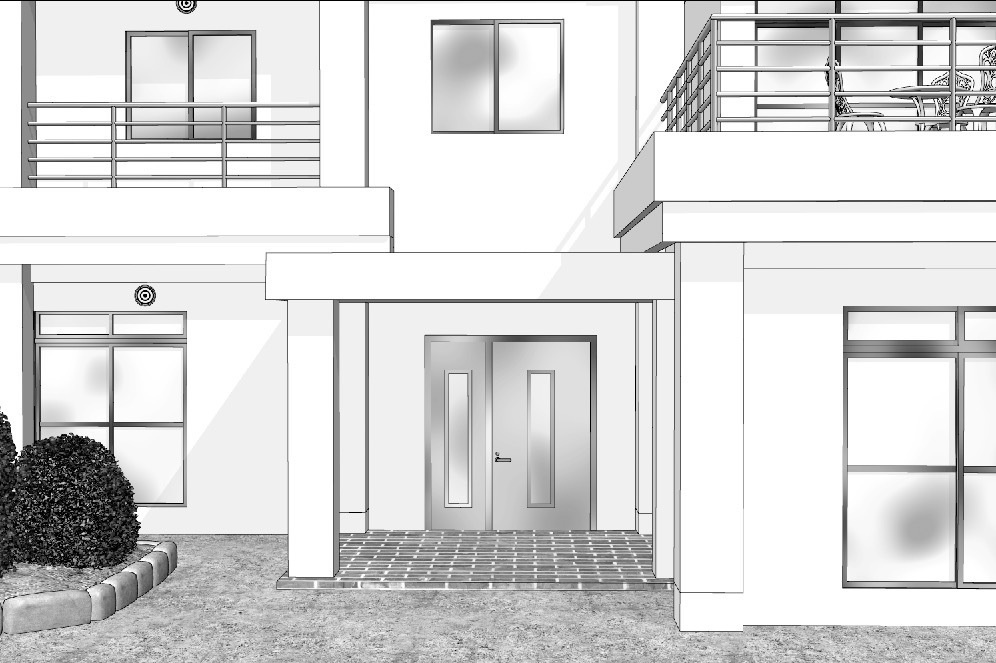 漫画背景　2階建て住宅03