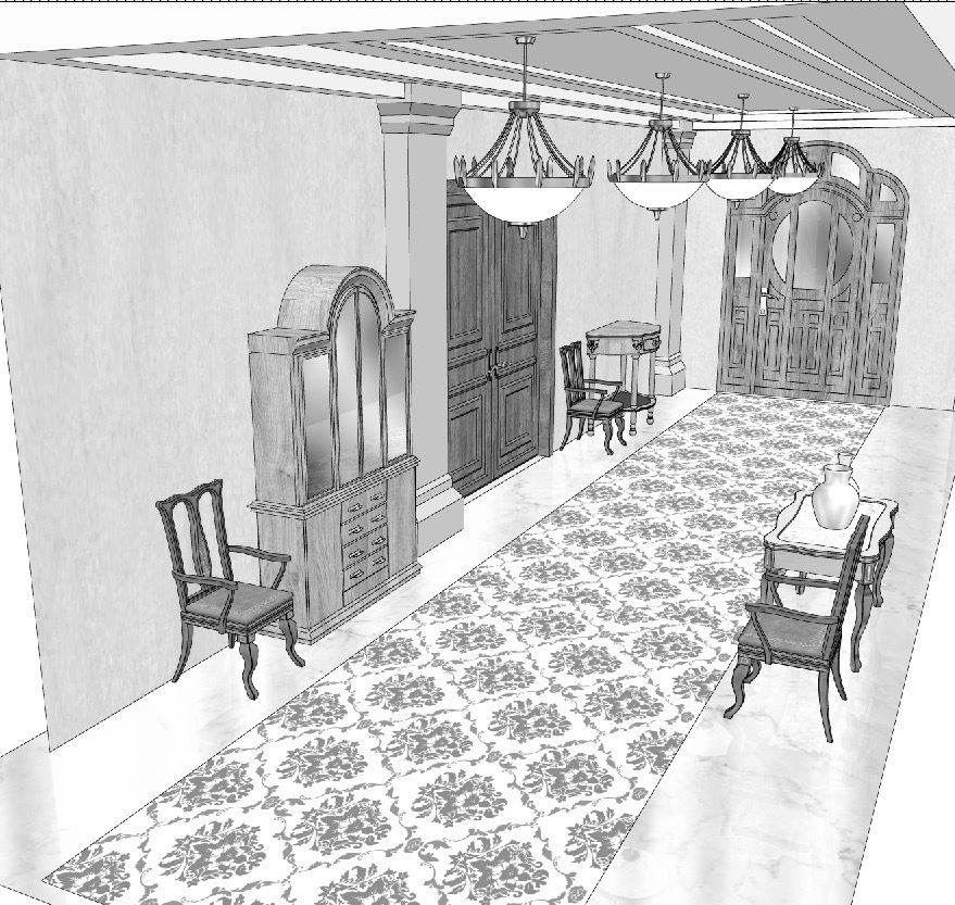 漫画背景　屋敷廊下03